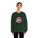 Money Talks Crewneck Sweatshirt — Retro Lips & Dollar Graphic Streetwear