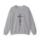 Faith Cross Crewneck Sweatshirt — Vertical Script Christian Sweatshirt