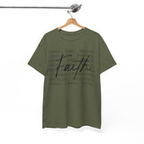 Faith Words T‑Shirt — Inspirational Christian Tee with 'Faith' Script and Motivational Background Text