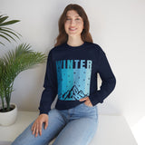 Winter Mountain Sweatshirt — 'WINTER' Snowy Peak Crewneck