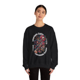 Crewneck Sweatshirt — "Indomitable Fighters, Unbreakable Resolve" Floral Skull Graphic