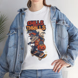Halloween Skateboard Tee, Chills and Thrills Graphic T-Shirt, Unisex Cotton Shirt, Fall Fashion, Halloween Costume, Gift for Skaters