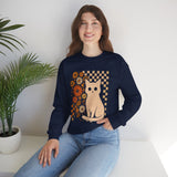 Cat & Retro Daisies Crewneck Sweatshirt