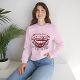 Crewneck Sweatshirt — Red Grin Graphic "Words Are" Streetwear