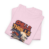 Halloween Skateboard Tee, Chills and Thrills Graphic T-Shirt, Unisex Cotton Shirt, Fall Fashion, Halloween Costume, Gift for Skaters