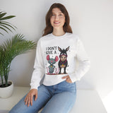 Crewneck Sweatshirt — "I Don't Give A" Cute Mouse & Donkey Graphic