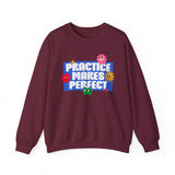 Crewneck Sweatshirt - "Practice Makes Perfect" Colorful Floral Graphic