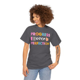 Progress Over Perfection Tee, Inspirational T-Shirt, Motivational Gift, Creative Apparel, Unisex Cotton Shirt