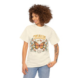 Bohemian Jesus Tee, Vintage Butterfly T-Shirt, Spiritual Apparel, Faith-based Graphic Tee, Unisex Heavy Cotton Shirt