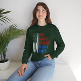 Crewneck Sweatshirt — "God, Family, Country. In That Order." Patriotic American Flag Design