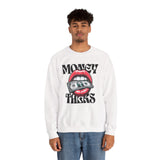 Money Talks Crewneck Sweatshirt — Retro Lips & Dollar Graphic Streetwear