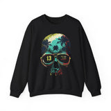 Skull Sunglasses Sweatshirt — Tropical Palm Skull Crewneck ("13" Lens)