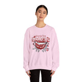 Crewneck Sweatshirt — Red Grin Graphic "Words Are" Streetwear