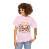 Bohemian Jesus Tee, Vintage Butterfly T-Shirt, Spiritual Apparel, Faith-based Graphic Tee, Unisex Heavy Cotton Shirt