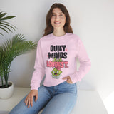 Crewneck Sweatshirt — "Quiet Minds Think Loudest" Cute Green Character Graphic