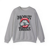 Money Talks Crewneck Sweatshirt — Retro Lips & Dollar Graphic Streetwear
