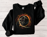 Astronaut Surfing Crewneck Sweatshirt — Space Skateboarder Cosmic Wave Design
