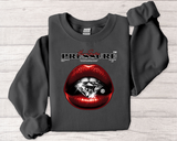 Crewneck Sweatshirt — 'Pressure' Red Lips Diamond Graphic