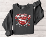 Crewneck Sweatshirt — Red Grin Graphic "Words Are" Streetwear
