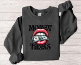 Money Talks Crewneck Sweatshirt — Retro Lips & Dollar Graphic Streetwear