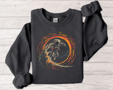 Astronaut Surfing Crewneck Sweatshirt — Space Skateboarder Cosmic Wave Design