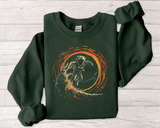 Astronaut Surfing Crewneck Sweatshirt — Space Skateboarder Cosmic Wave Design