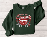 Crewneck Sweatshirt — Red Grin Graphic "Words Are" Streetwear