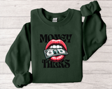 Money Talks Crewneck Sweatshirt — Retro Lips & Dollar Graphic Streetwear