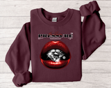 Crewneck Sweatshirt — 'Pressure' Red Lips Diamond Graphic