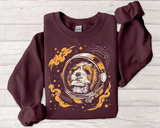 Astronaut Dog Crewneck Sweatshirt — Space Pup Helmet Graphic