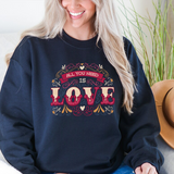 Love Typography Sweatshirt — "All You Need Is Love" Floral Crewneck