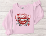 Crewneck Sweatshirt — Red Grin Graphic "Words Are" Streetwear