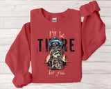 Crewneck Sweatshirt — "I'll Be There For You" Skeleton Cowboy Graphic