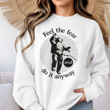 Feel The Fear And Do It Anyway Sweatshirt | Motivational Astronaut Crewneck | Inspirational Space Graphic | Unisex Gildan 18000