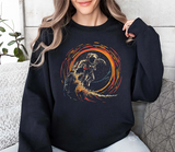 Astronaut Surfing Crewneck Sweatshirt — Space Skateboarder Cosmic Wave Design