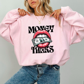 Money Talks Crewneck Sweatshirt — Retro Lips & Dollar Graphic Streetwear