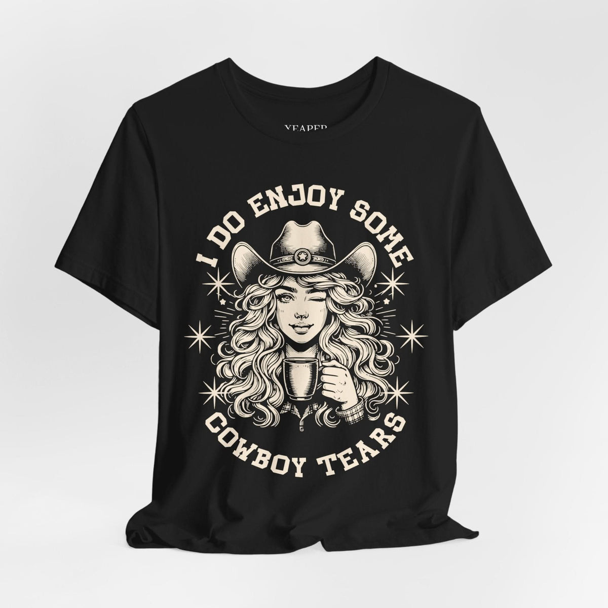 Cowboy Tears Tee - Funny Unisex Jersey Shirt, Western Style Graphic Tee, Gift for Cowgirls, Casual Wear, Unique Outdoor Shirt