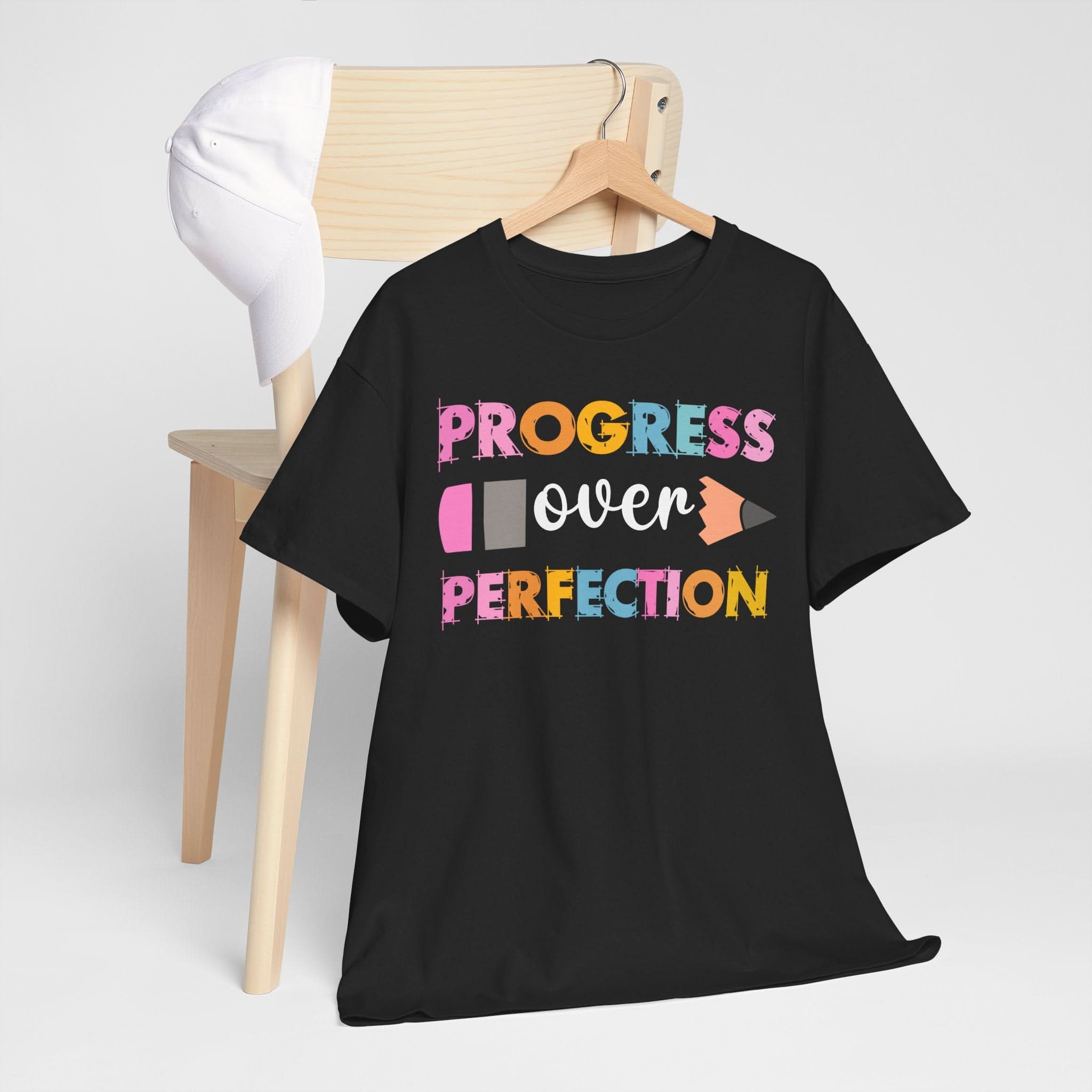 Progress Over Perfection Tee, Inspirational T-Shirt, Motivational Gift, Creative Apparel, Unisex Cotton Shirt