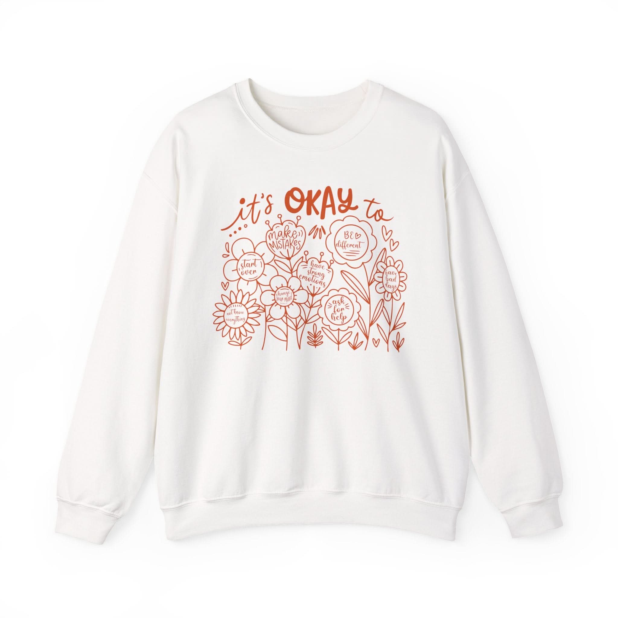 Comforting Crewneck Sweatshirt - It's Okay to Feel, Unisex, Self-Care Gift, Cozy Fashion, Spring Essentials