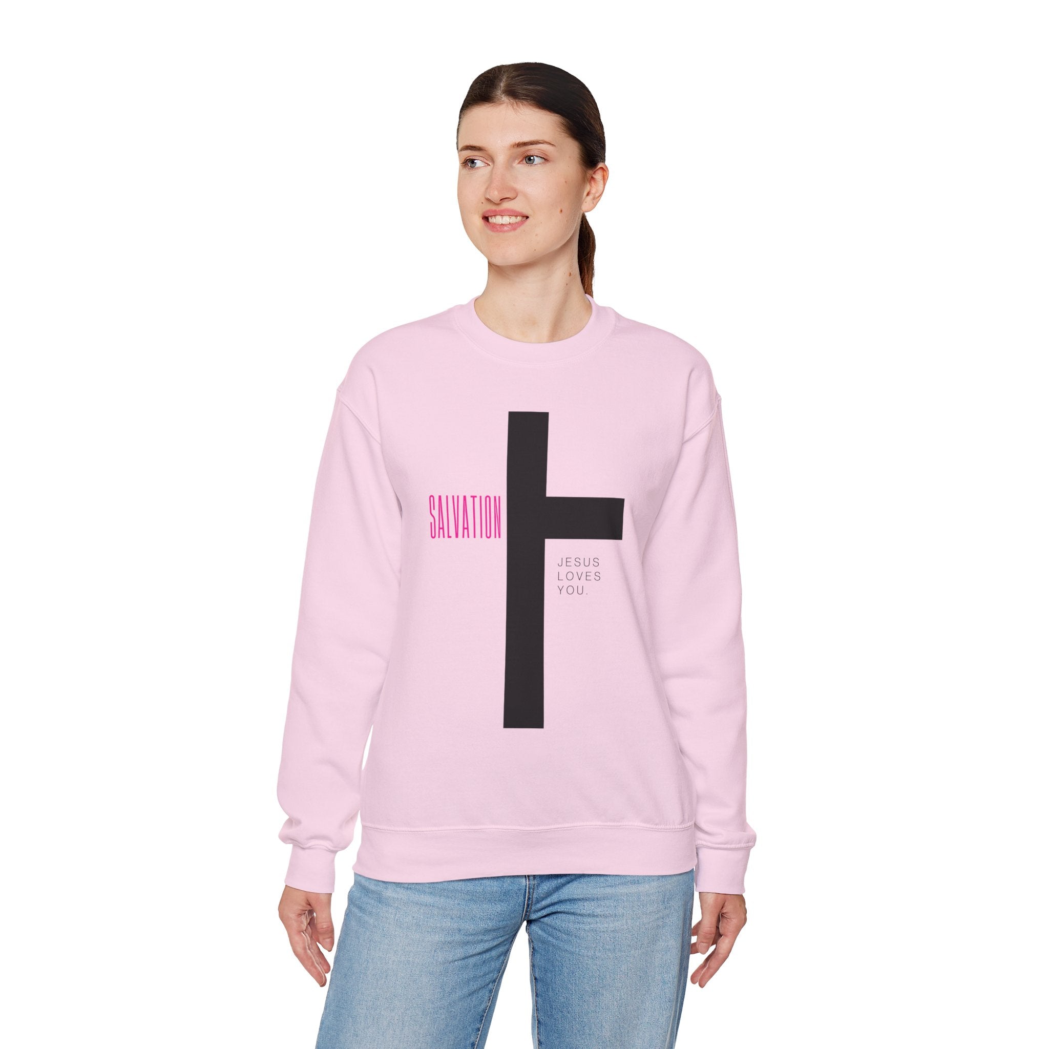 Inspirational Faith Sweatshirt, Jesus Loves You Crewneck, Christian Apparel, Religious Gift, Spiritual Comfort Wear, Casual Unisex Sweater