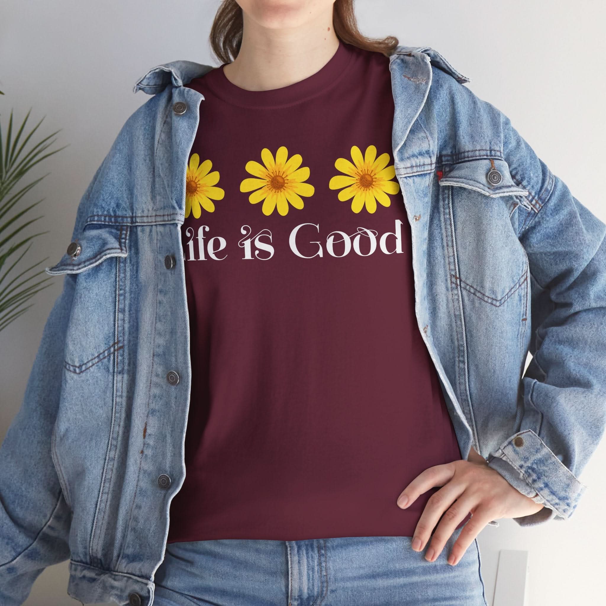 Life is Good Unisex Heavy Cotton Tee with Floral Design | Cute Graphic Tee for Summer, Gift for Friends, Casual Wear, Positive Vibes, [...]