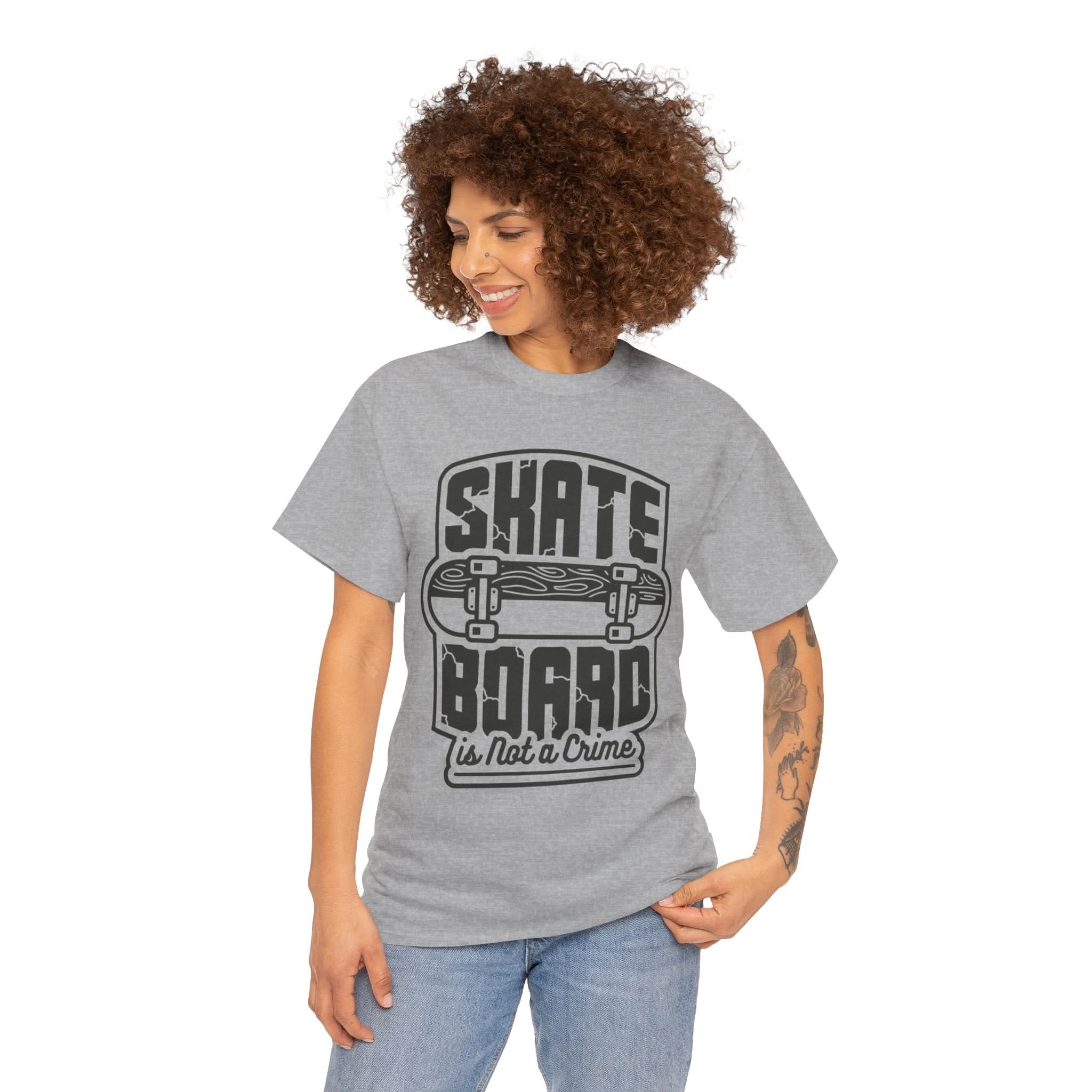 Skateboard Enthusiast Tee, Unisex Heavy Cotton Tee with Skateboard Design, Perfect for Skaters, Casual Wear, Gift for Skateboarding Lovers