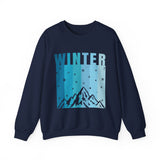 Winter Mountain Sweatshirt — 'WINTER' Snowy Peak Crewneck