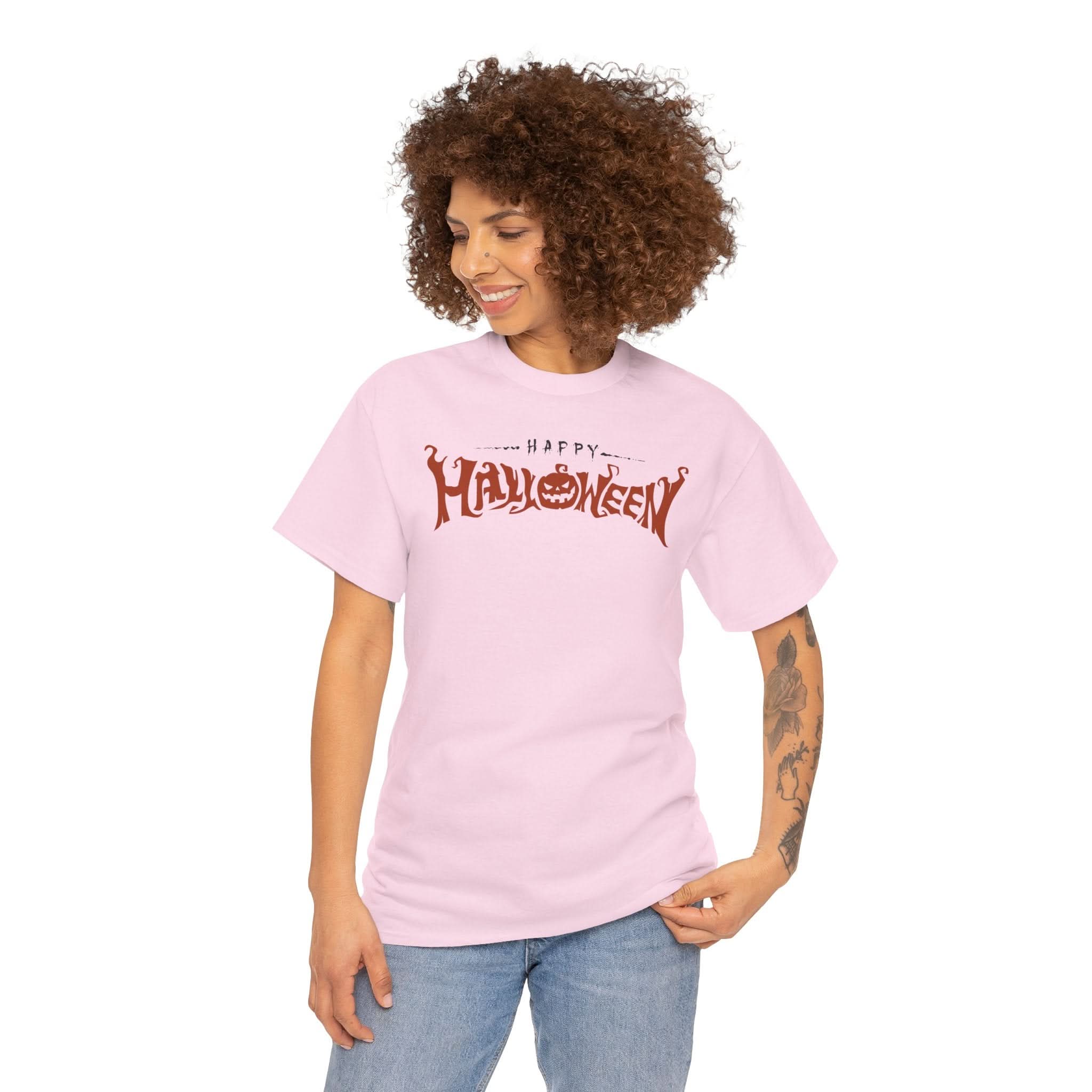 Happy Halloween Unisex Heavy Cotton Tee, Spooky Shirt, Fall Fashion, Pumpkin Tee, Halloween Costume, Gift for Halloween Lovers