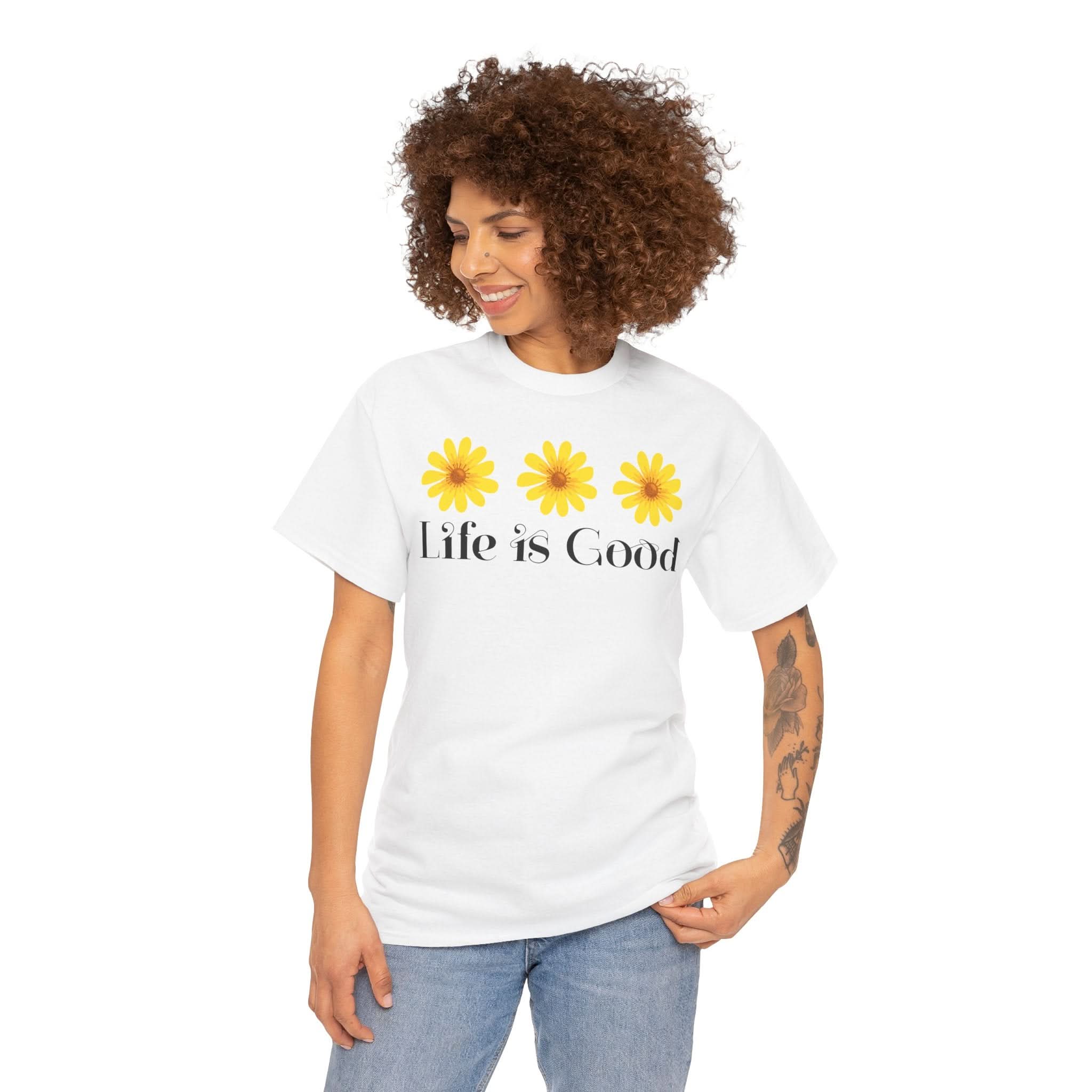 Life is Good Unisex Heavy Cotton Tee with Floral Design | Cute Graphic Tee for Summer, Gift for Friends, Casual Wear, Positive Vibes, [...]