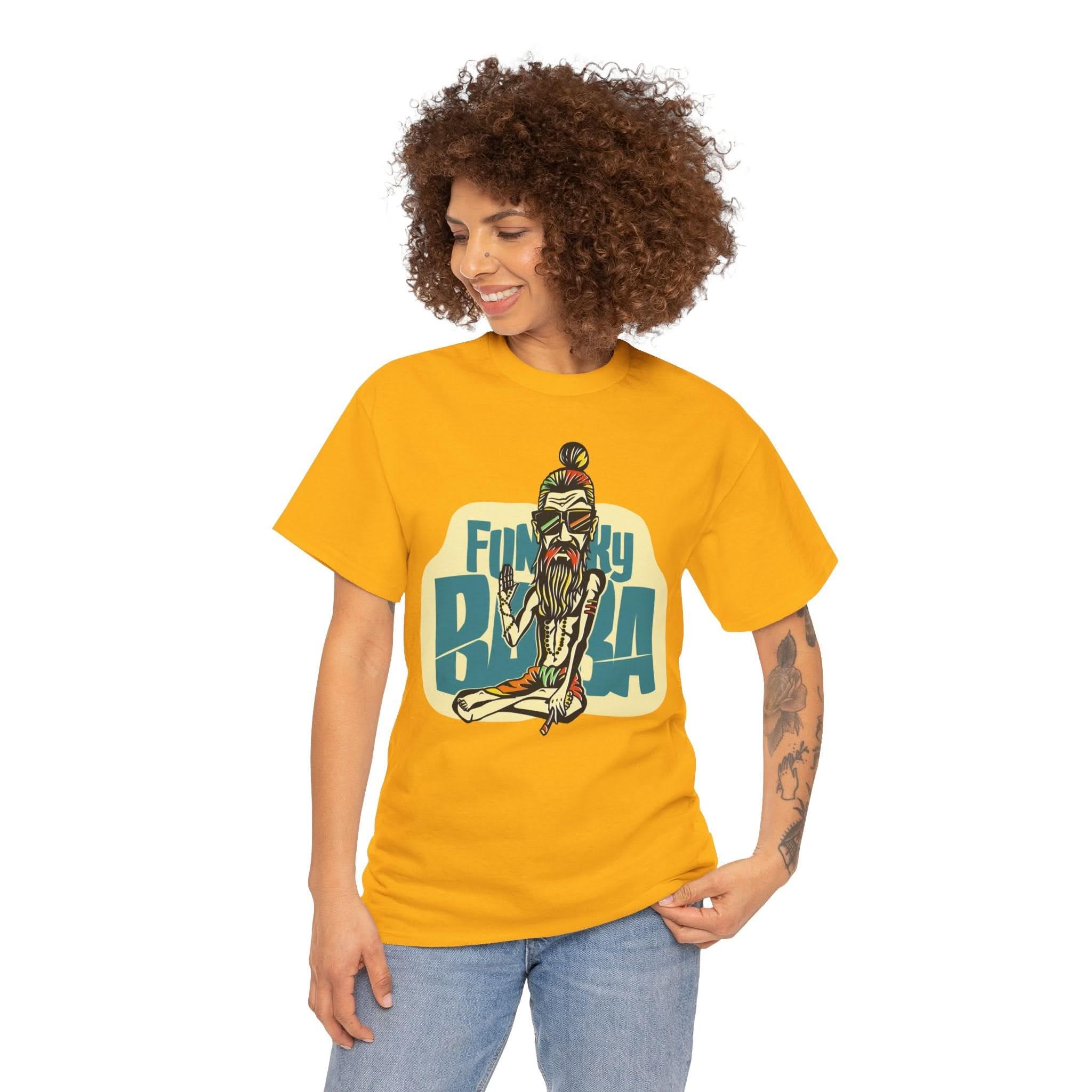 Funky Baba Unisex Heavy Cotton Tee, Retro T-Shirt, Casual Wear, Gift for Tea Lovers, Summer Outfit, Streetwear