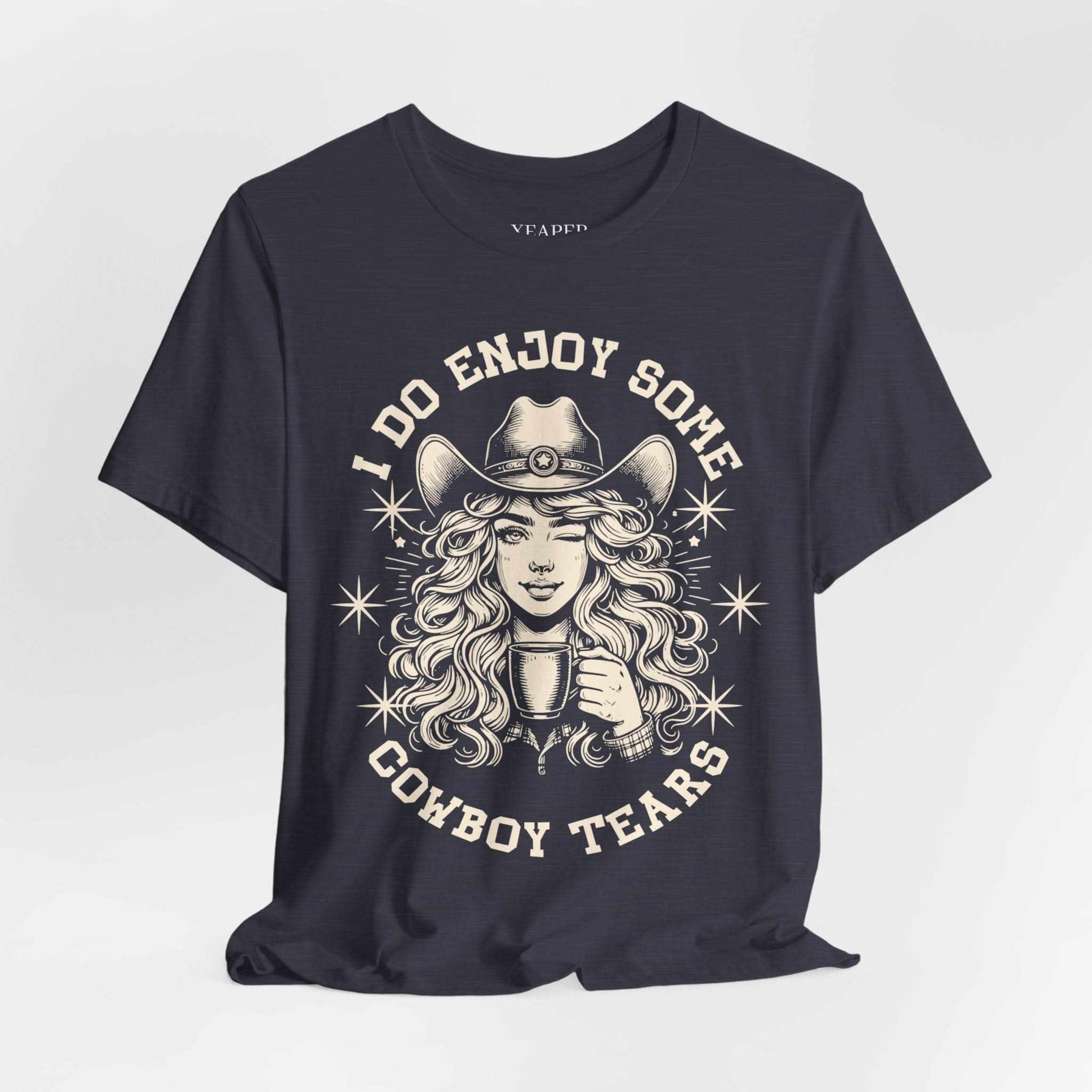 Cowboy Tears Tee - Funny Unisex Jersey Shirt, Western Style Graphic Tee, Gift for Cowgirls, Casual Wear, Unique Outdoor Shirt