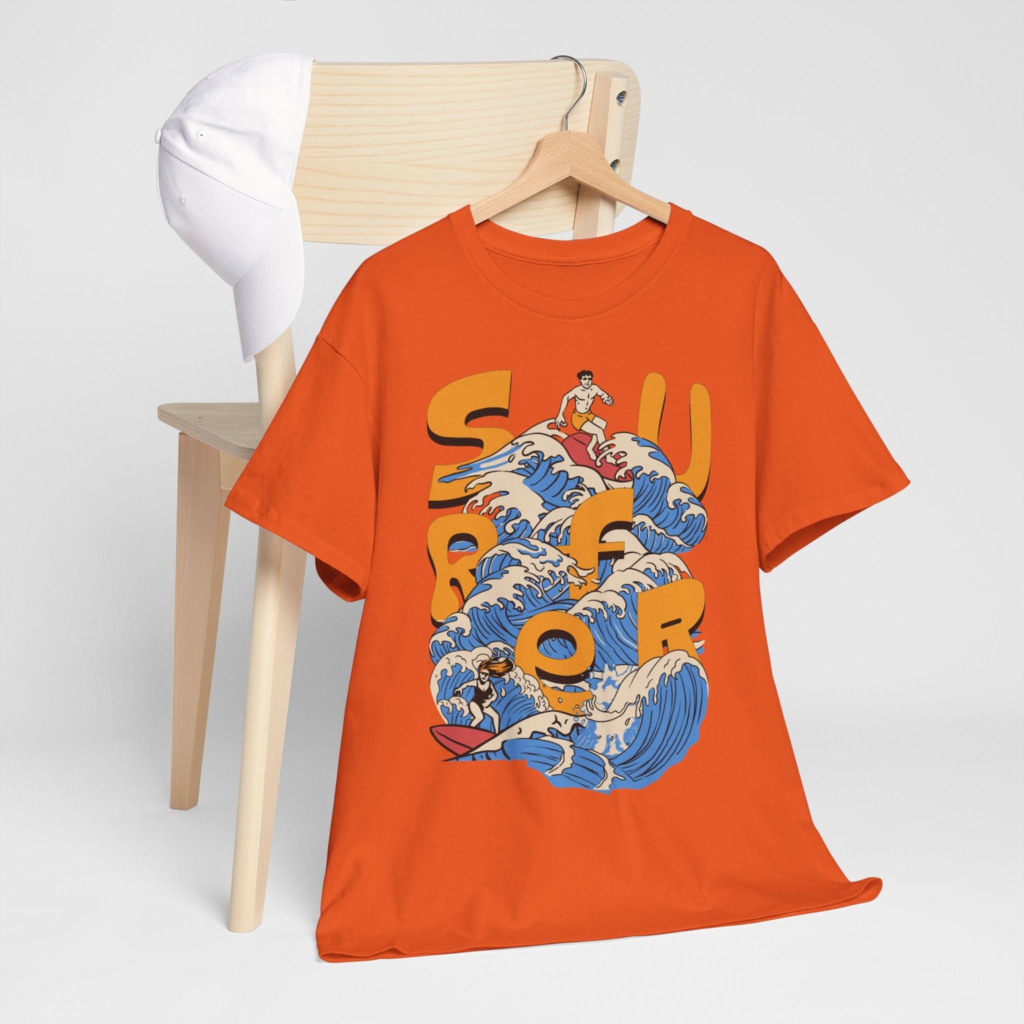 Surfer Wave Unisex Heavy Cotton Tee, Beach Vibes Shirt, Cool Gift for Surfers, Summer Style, Ocean Lover Tee, Fun Casual Wear