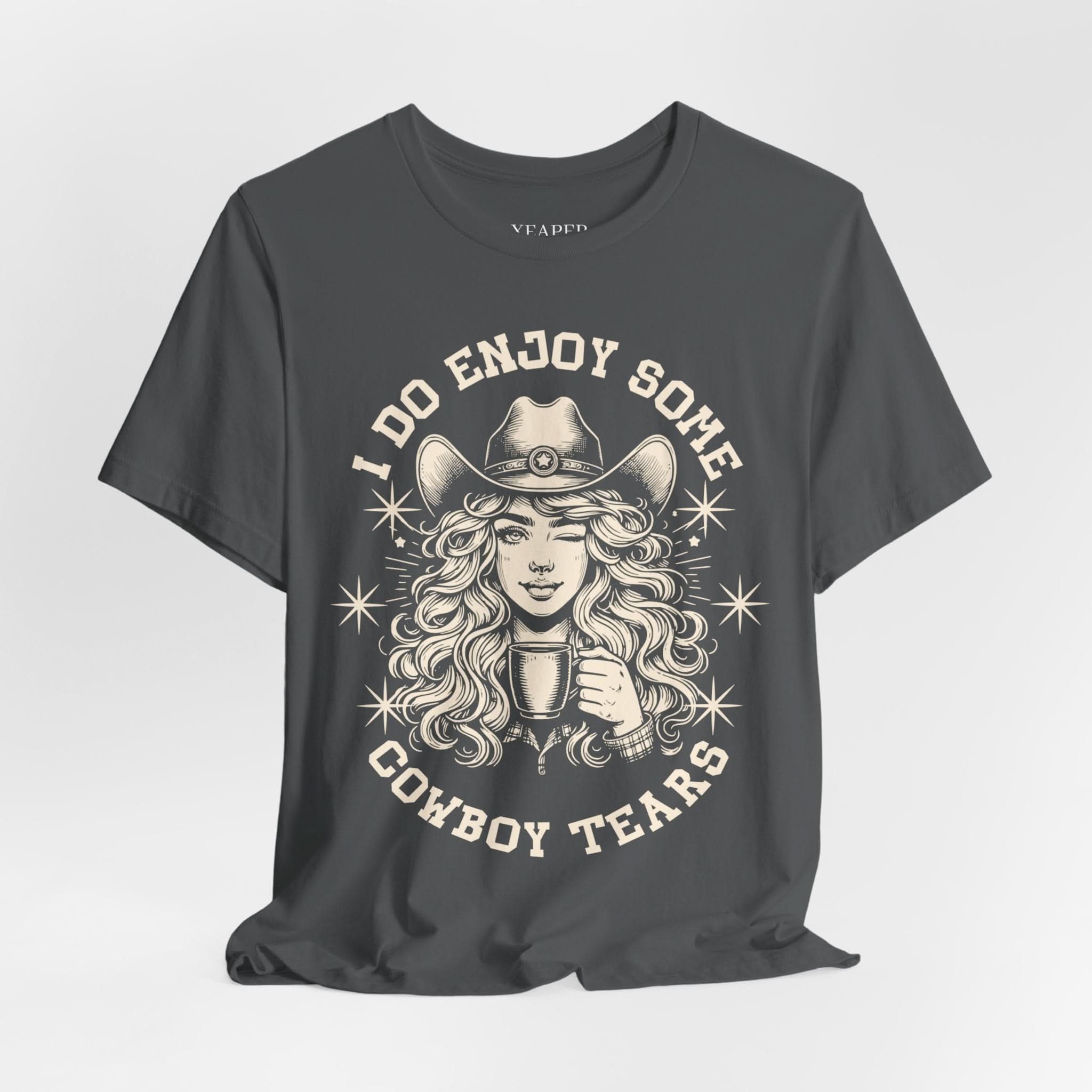 Cowboy Tears Tee - Funny Unisex Jersey Shirt, Western Style Graphic Tee, Gift for Cowgirls, Casual Wear, Unique Outdoor Shirt