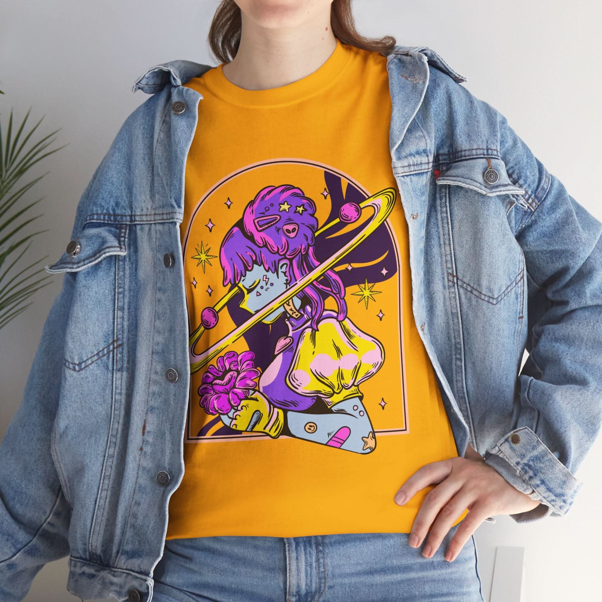 Cosmic Wizard Tee, Celestial Art Shirt, Unisex Heavy Cotton Tee, Astrology Gift, Space Design Apparel, Unique Graphic T-Shirt